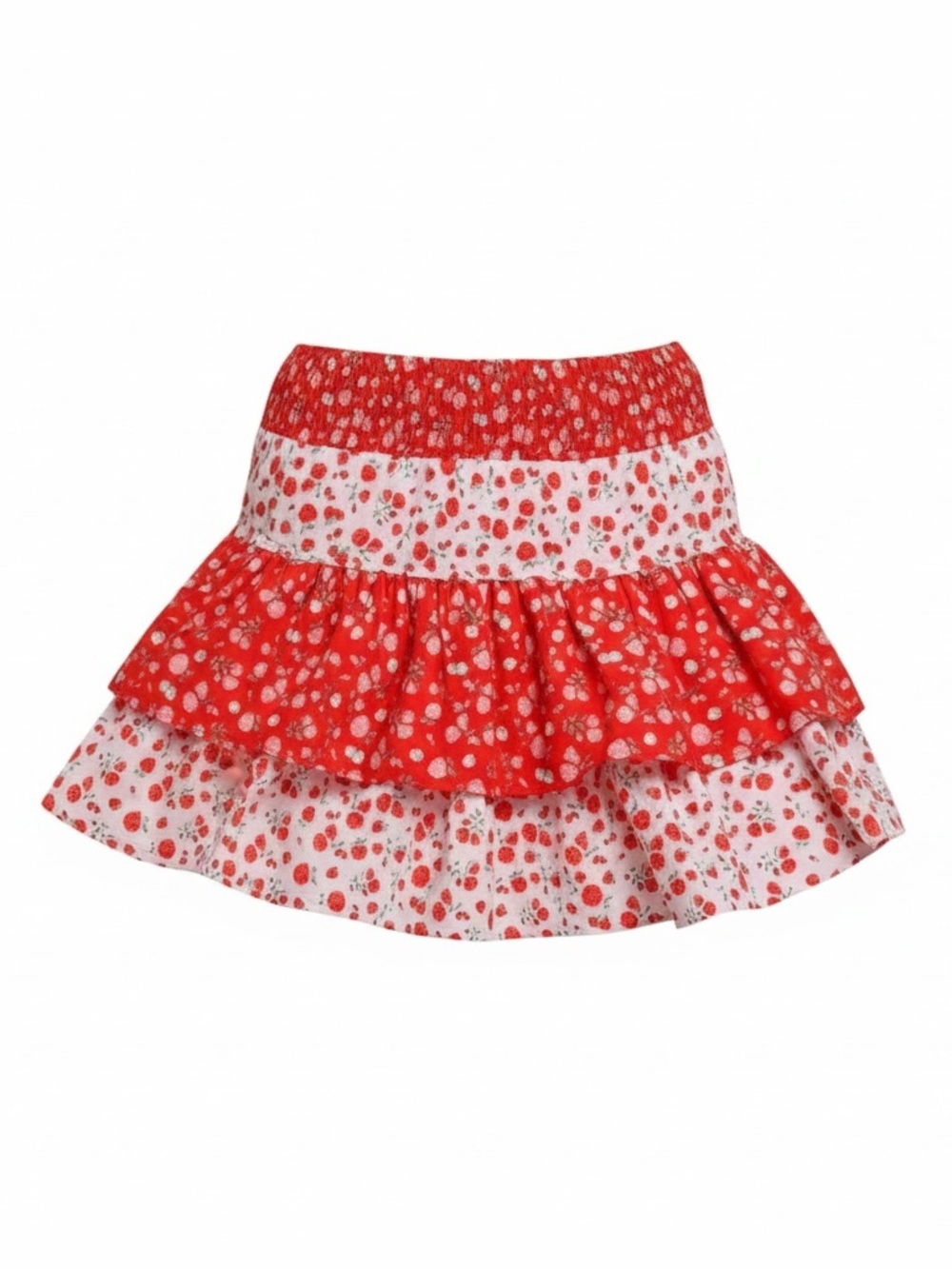 NWT Daisy Street Strawberries and Roses Cottagegore Tiered Mini Skirt Medium - Picture 2 of 3